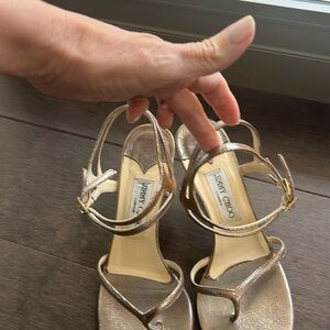 Jimmy Choo size 9 bronze/gold sandals with low heel